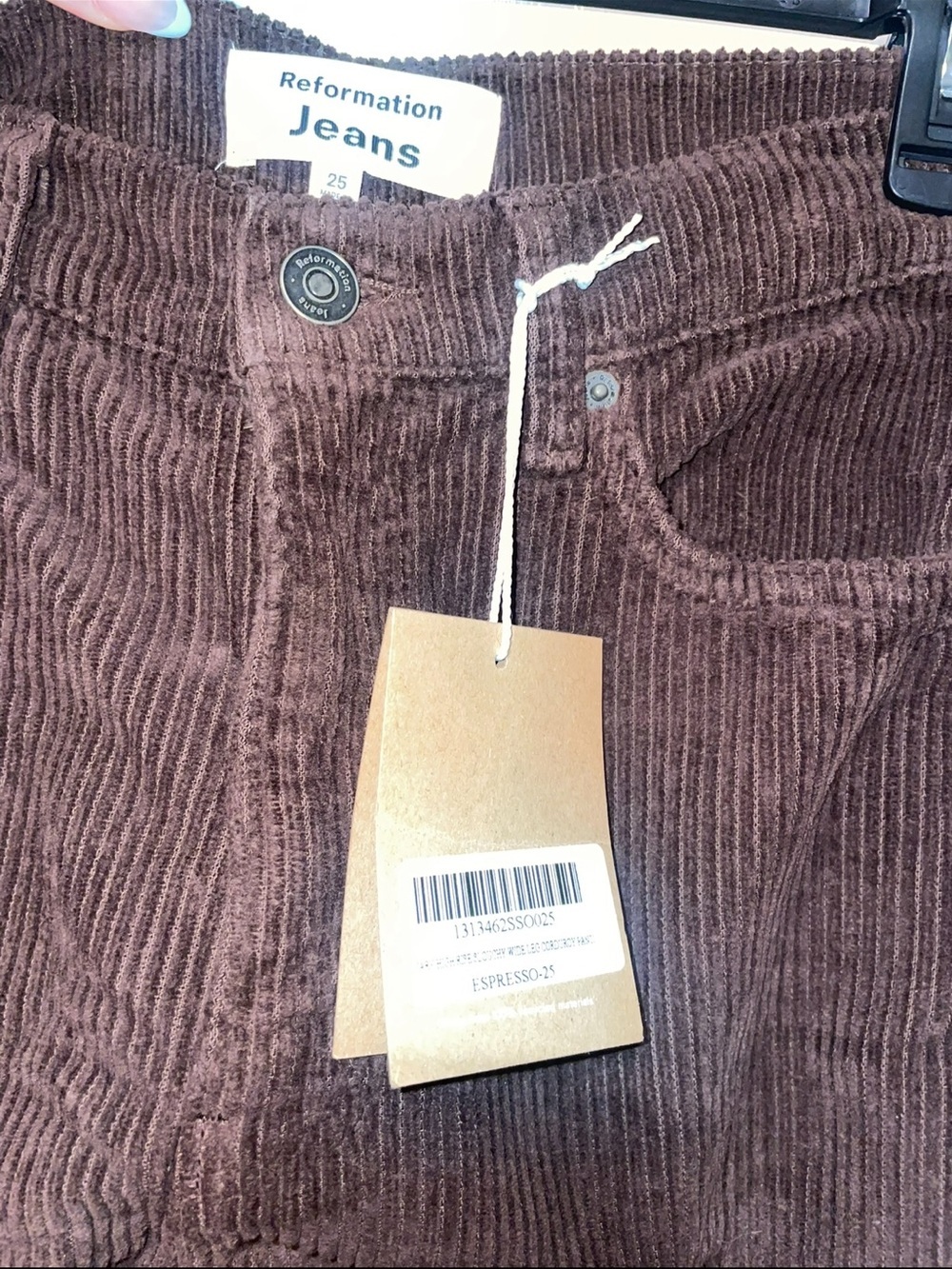 New! Reformation Cary High Rise Slouchy Wide Leg Corduroy Pants Brown Espresso🤎 - Picture 3 of 8